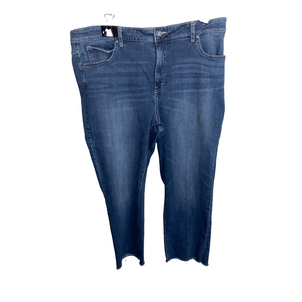 Jennifer Lopez Womens Cropped Capri Mid Rise Blue Jeans Size 20 W Wide Leg